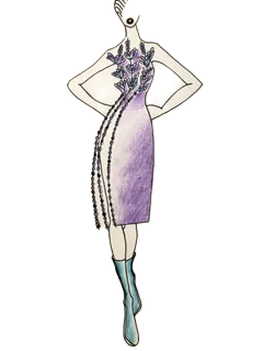 Dessin d'une robe violette à nageoires noires